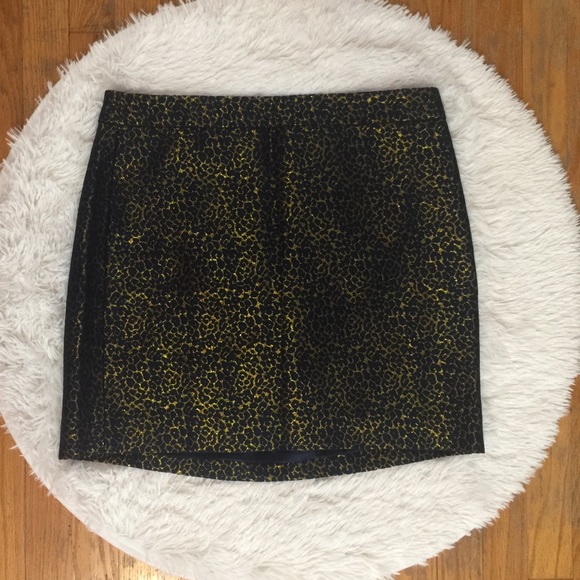 J. Crew Dresses & Skirts - J Crew metallic gold/navy animal print mini skirt